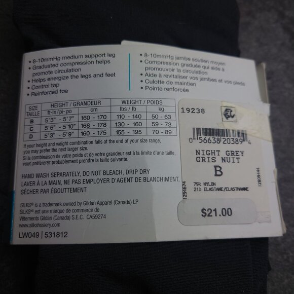 Silks Compression Tights Opaque Tights Night Grey Opaque Pantyhose (Size B) - Picture 2 of 2